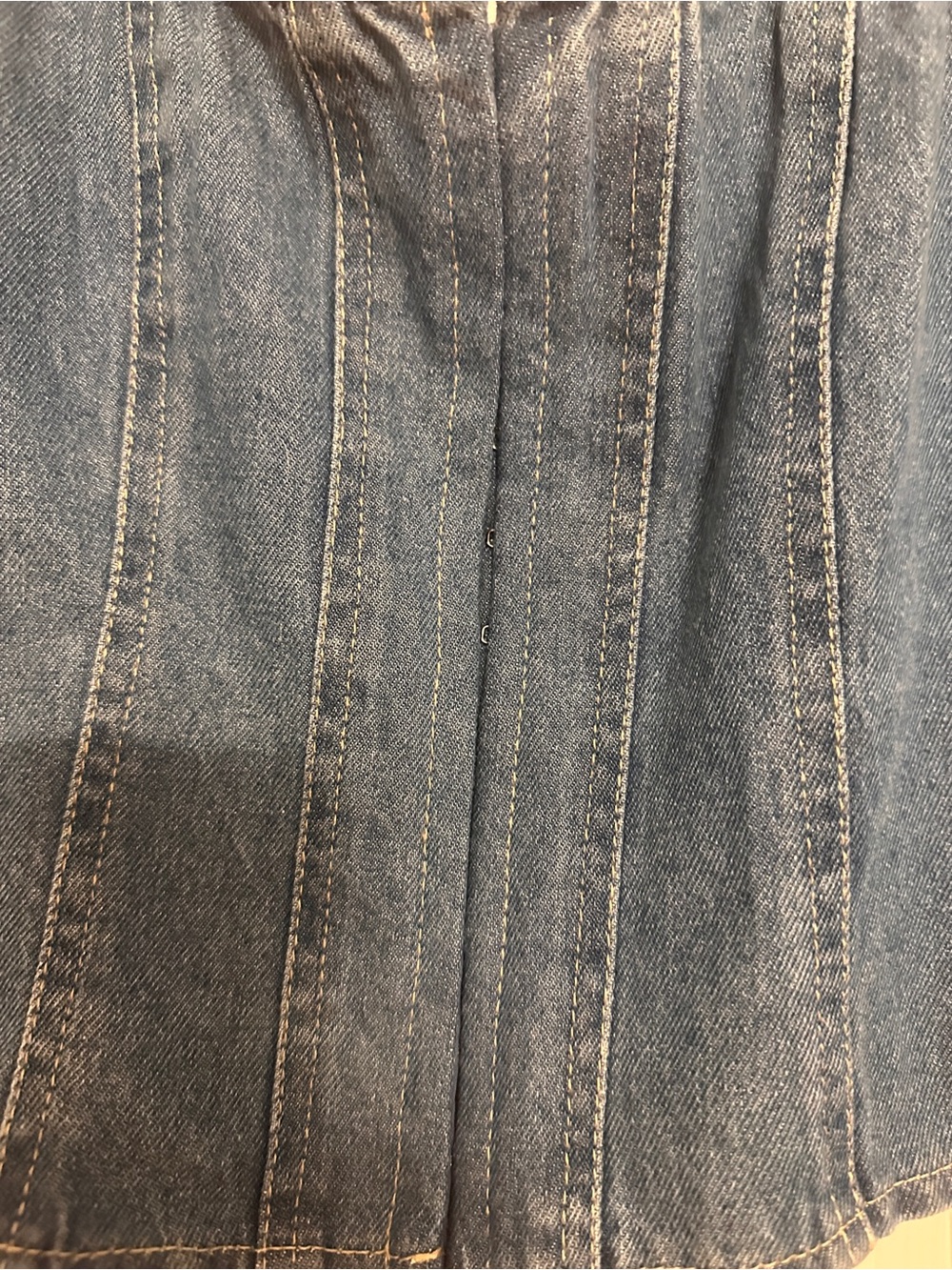 Lone Star Blue Denim Tank Top with Panel Stitching and Eyelet Closure - Picture 2 of 8